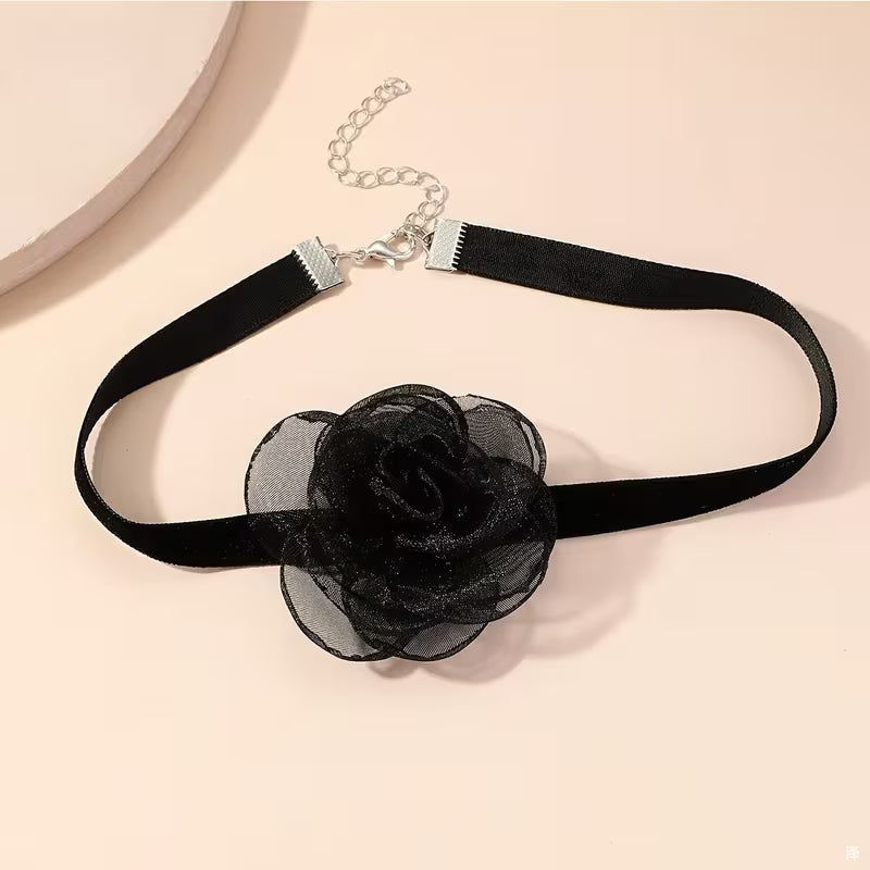 Rose Flower Velvet Choker Necklace