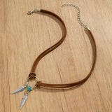 Vintage Leaf Turquoise Velvet Necklace