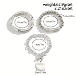 Exquisite Silver Beaded Punk Bracelet Set For Men's