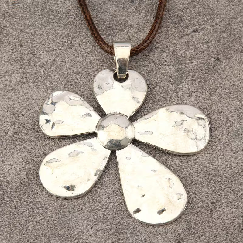 Sunflower Flower Pendant Long Necklace