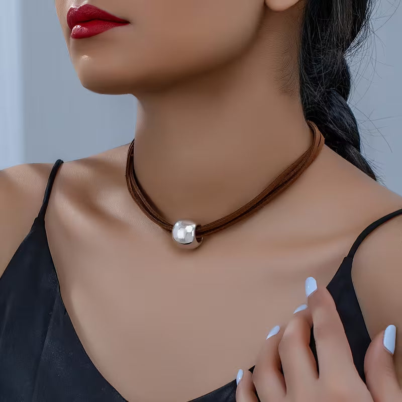 Bohemian Beaded Faux Leather Necklace
