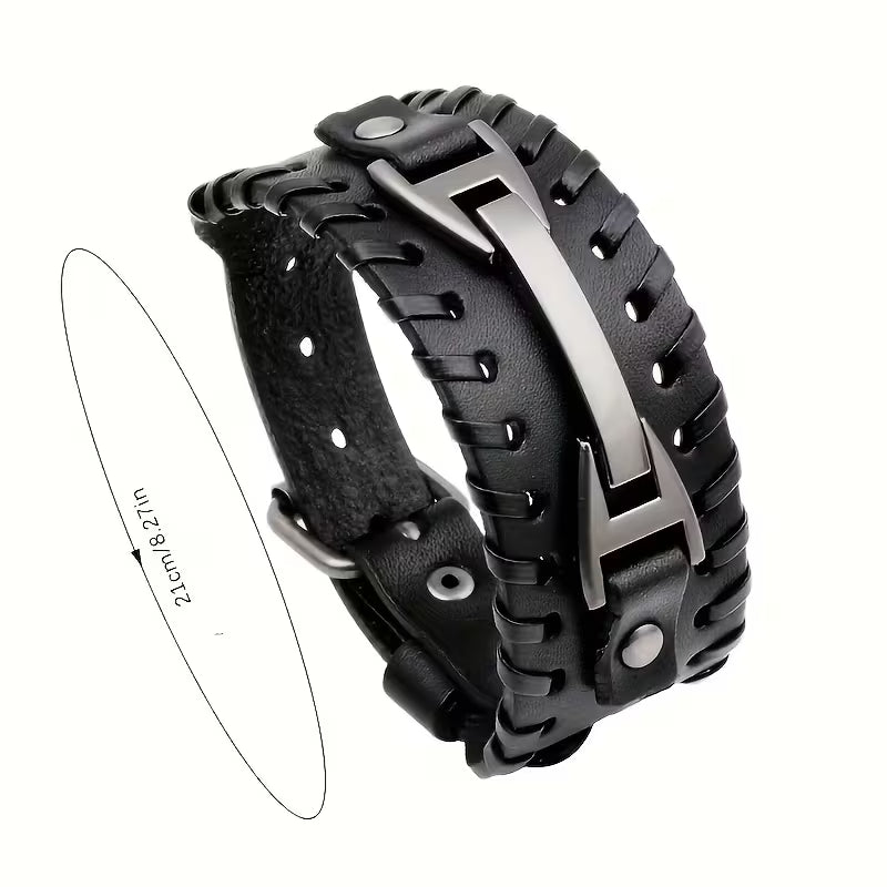 Unisex Faux Leather Buckle Bracelet – Punk Casual Wristband