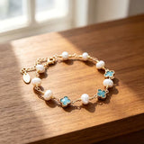 Freshwater Pearl & Amazonite Flower Bracelet