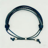 Gradient Blue & Black Braided Leather Bracelet