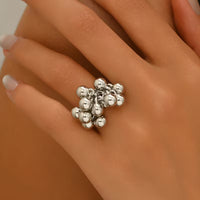 Beaded Petal Tassel Dangle Ring