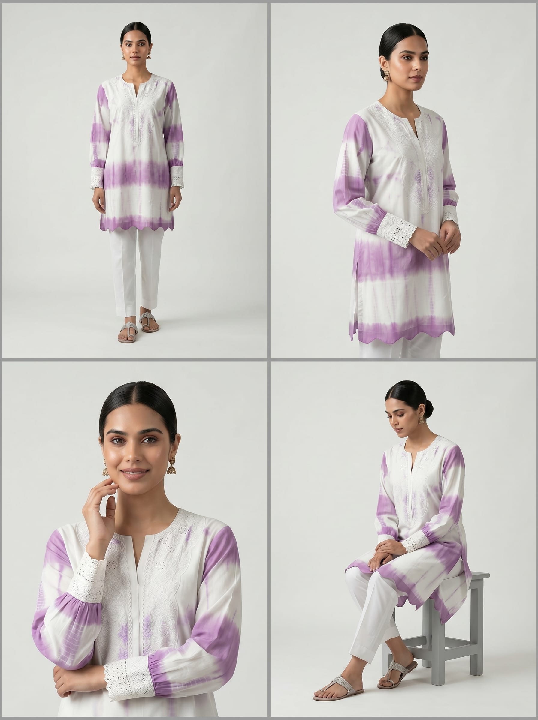 Lavender  Tie-Dye Kurta Set