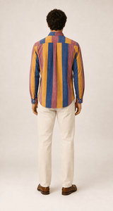 Retro 70's inspired vintage striped men's cotton shirt