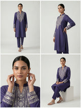 Elegant Navy Blue Embroidered Kurta Set