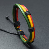 Jamaican Reggae Leather Wrap Bracelet