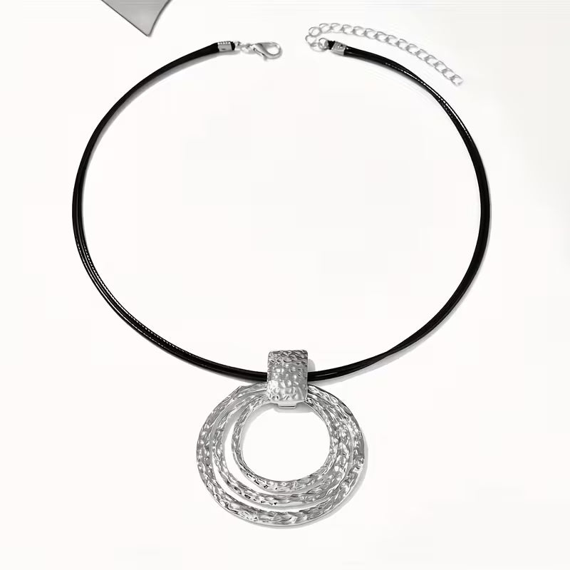 Vintage Multi-Circle Geometric Pendant Necklace