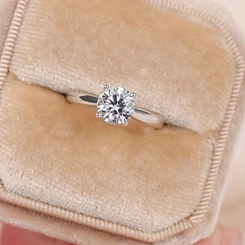 2 Carat Solitaire Silver-Plated Ring