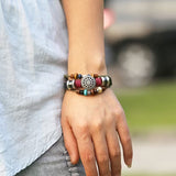 Retro Cowhide Beaded Leather Bracelet
