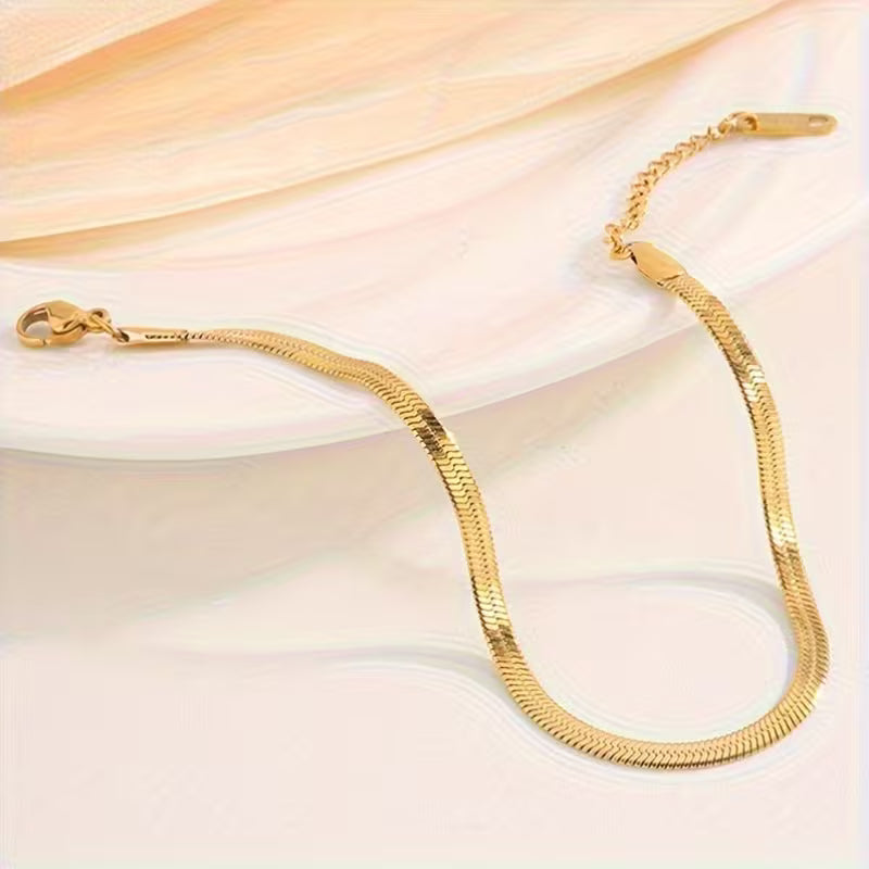 Golden Flat Chain Anklet