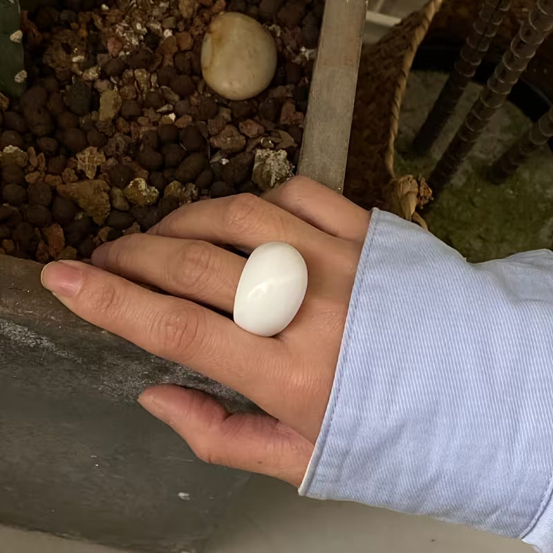 Unique Geometric Retro Resin Ring