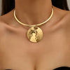 Bohemian Hammered Circle Pendant Necklace