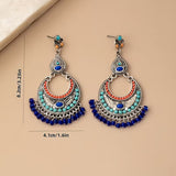 Boho Turquoise Moon Tassel Earrings