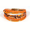 Orange & Black Braided Wrap Leather Bracelet