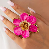 Minimal Floral Oil Drop Ring