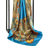 Lake Blue Paisley Square Scarf