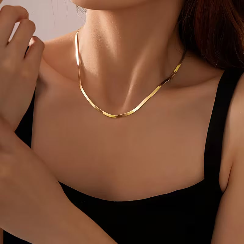 High-quality Stainless Steel Golden Snake Bone Chain Necklace