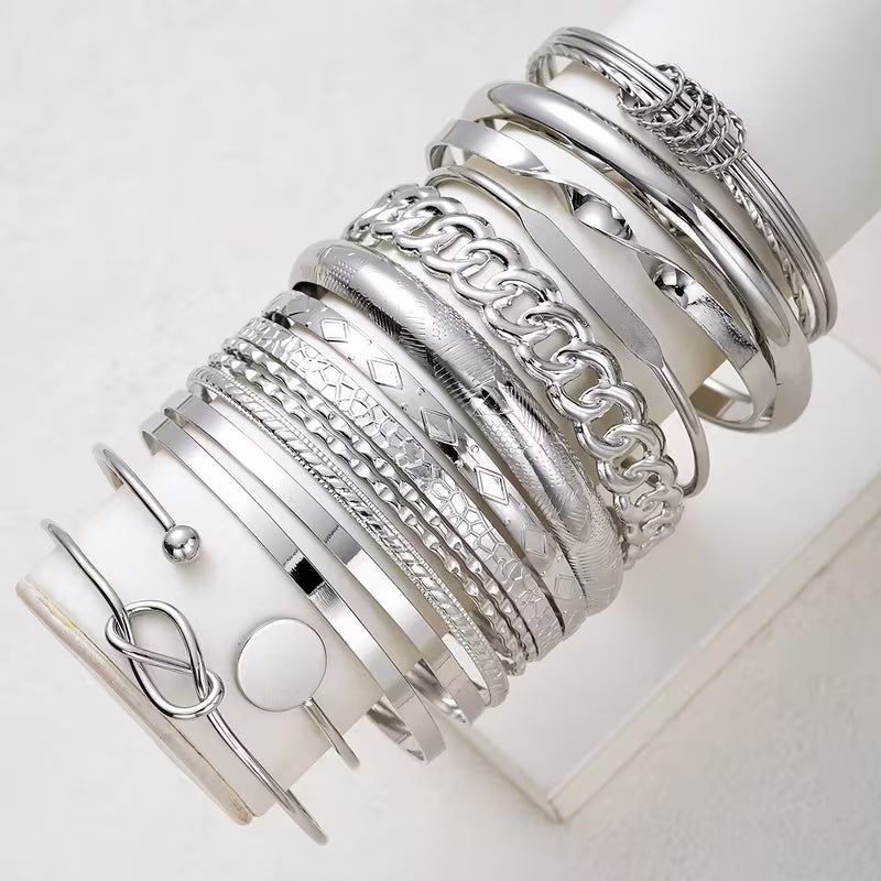 15-Piece Elegant Layered Bracelet Set