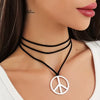 Vintage Bohemian Peace Sign Pendant Necklace