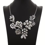 Vintage Floral Rhinestone Collar Necklace