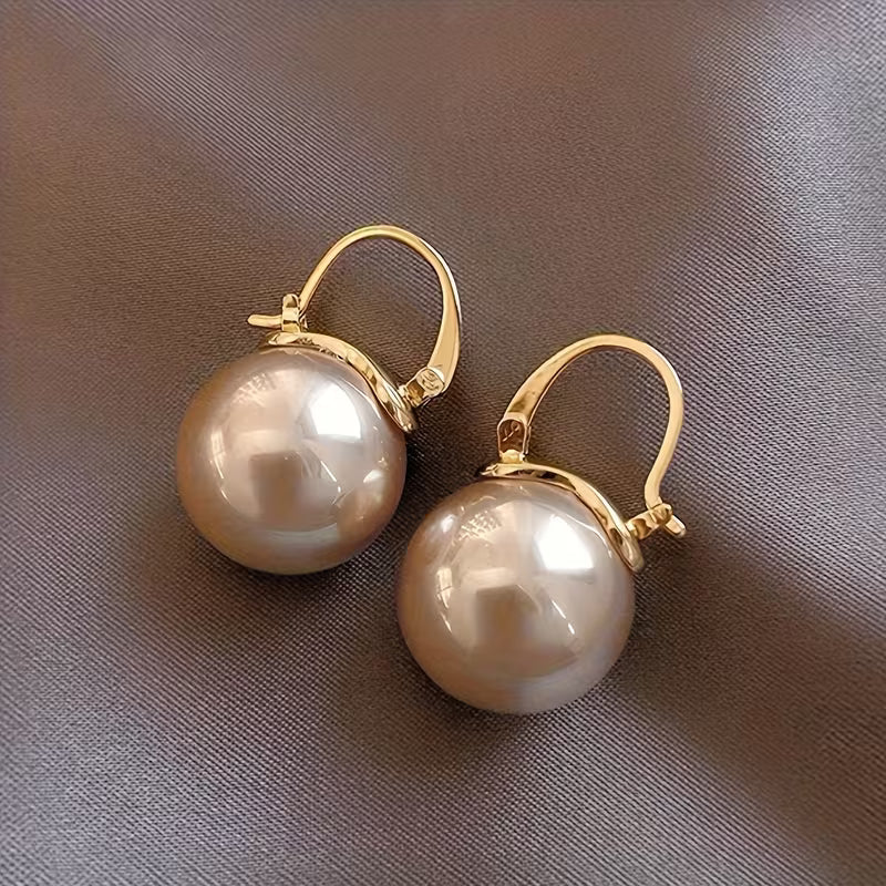 Pretty Imitation Pearl Pendant Hoop Earrings