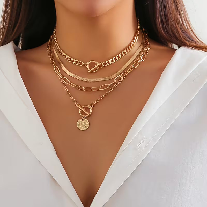 Vintage Snake Chain Layered Necklace Set