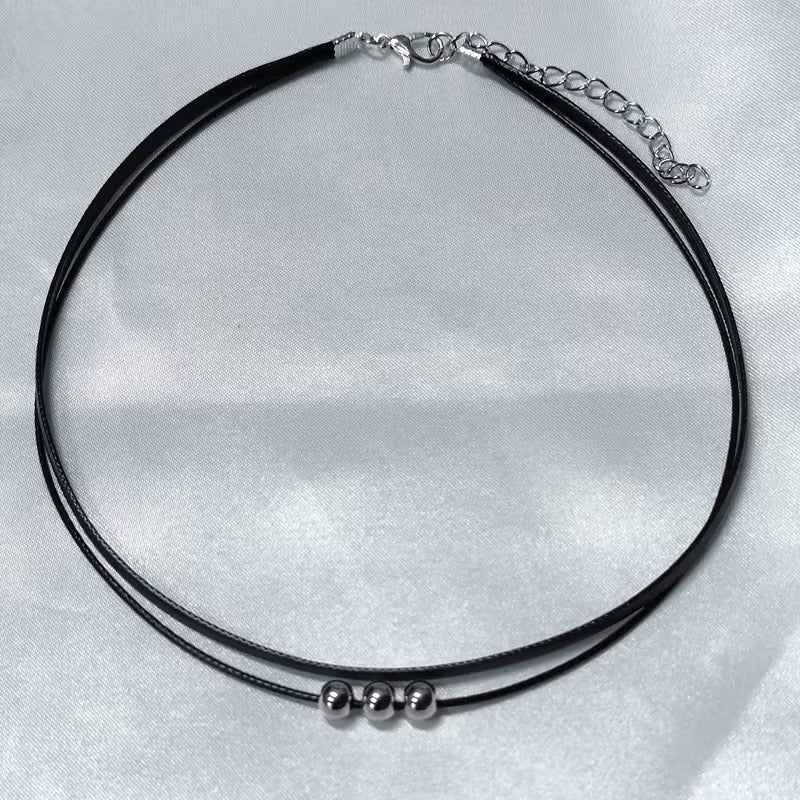 Minimalist Double-Layer Faux Leather Choker