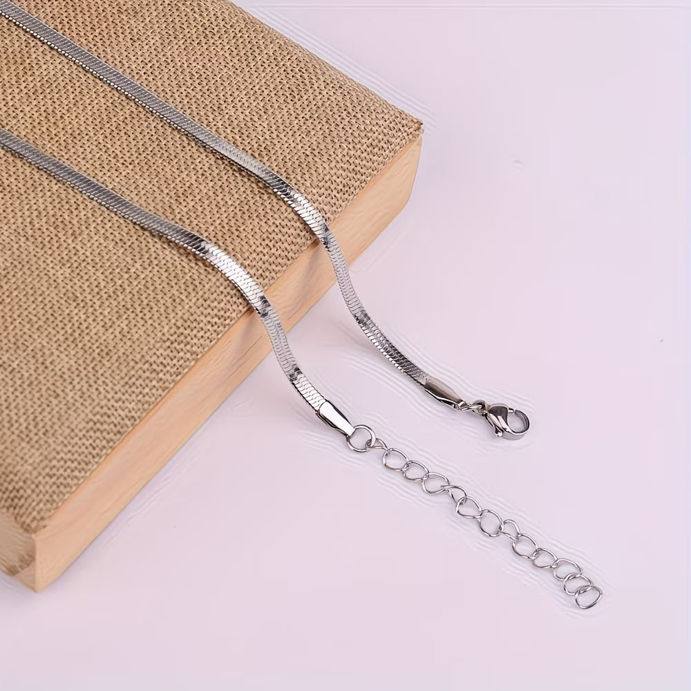 High-quality Stainless Steel Silver Blade Snake Bone Necklace