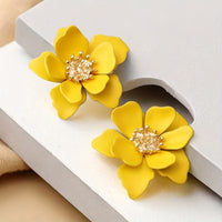 Vintage-Inspired Colorful Frosted Flower Stud Earring