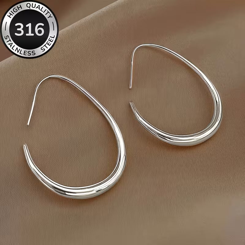 High-Quality Stainless Steel Low-Allergy Water Drop Earrings