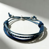 Gradient Blue & Black Braided Leather Bracelet
