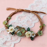 Handwoven Green Crystal Rose Bracelet