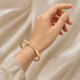 Polished Folded Corner Gold Bangle