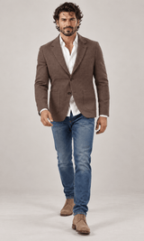 Mocha Men's Handloom Mini Checkered Blazer