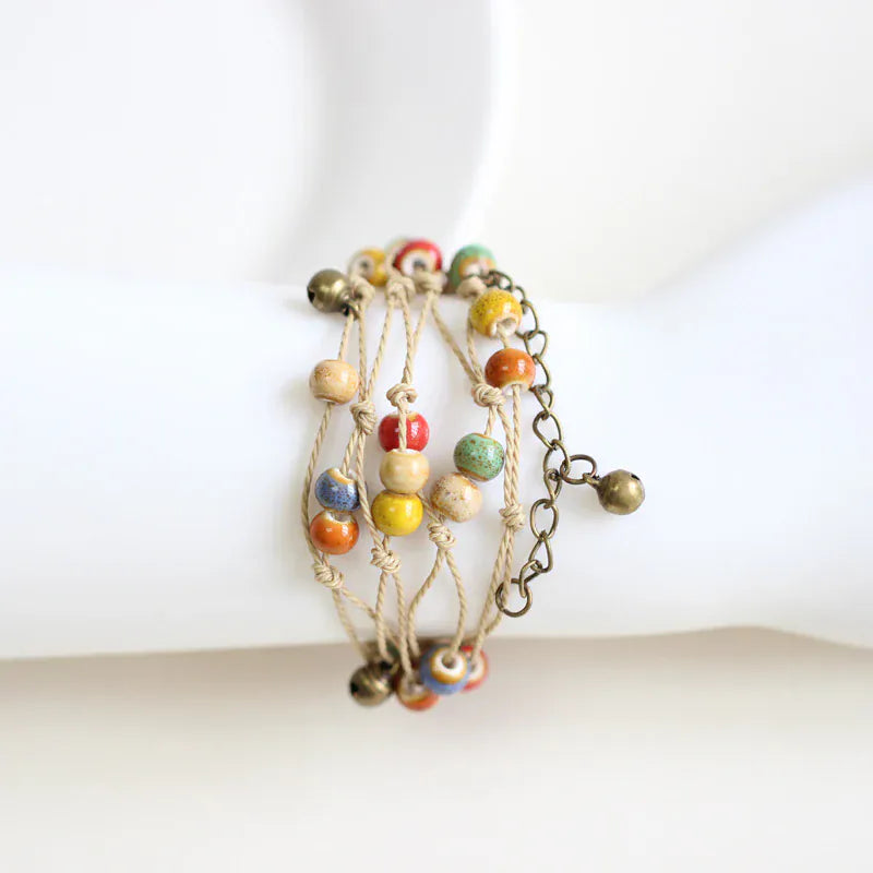 Boho Multilayer Ceramic Bead Bracelet