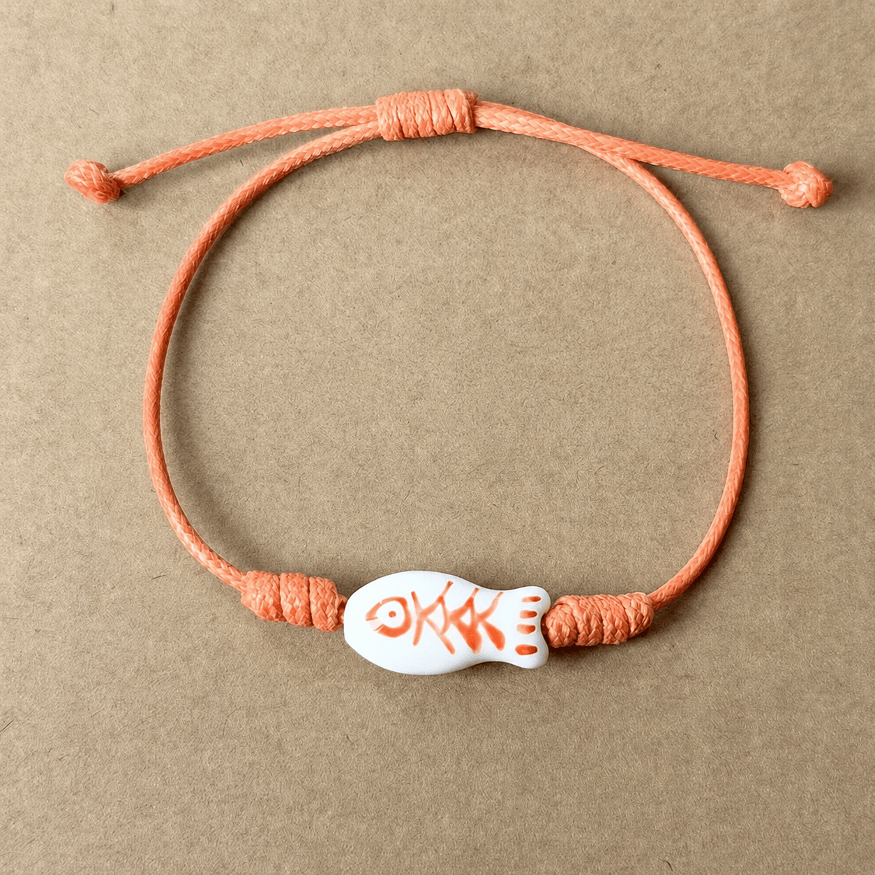 Hand-Painted Ceramic Fishbone Bracelet