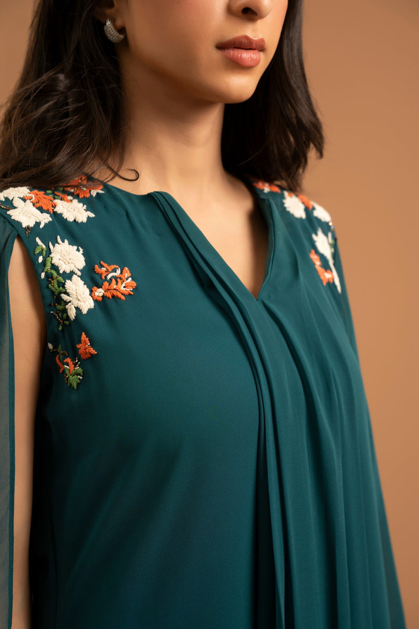 Dark Green Embroidered Tunic & Pants