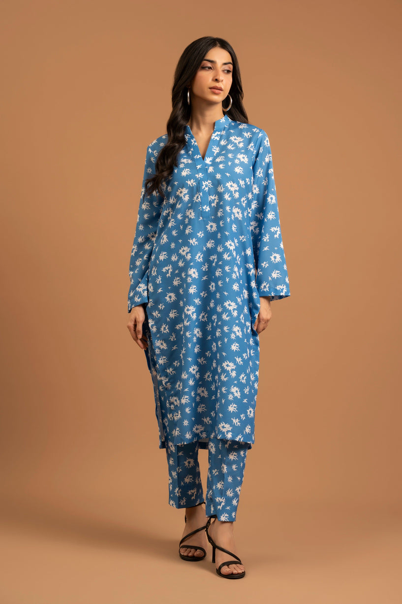 Sky Blue Floral Two-Piece Set