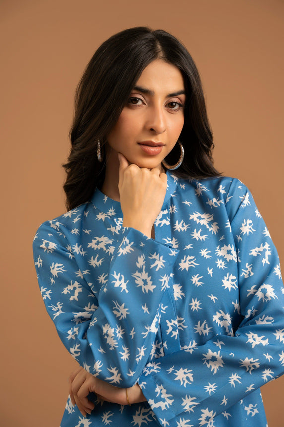 Sky Blue Floral Two-Piece Set