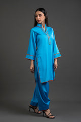 Cotton Sateen Outfit with Contrast Piping