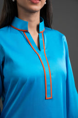 Cotton Sateen Outfit with Contrast Piping