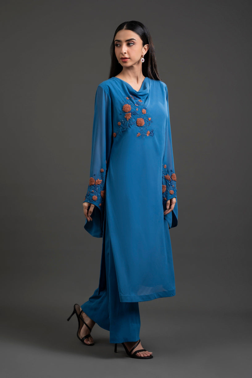Embellished Teal Kurta