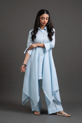 A-Line Cotton Dress with Ruffled Sleeves