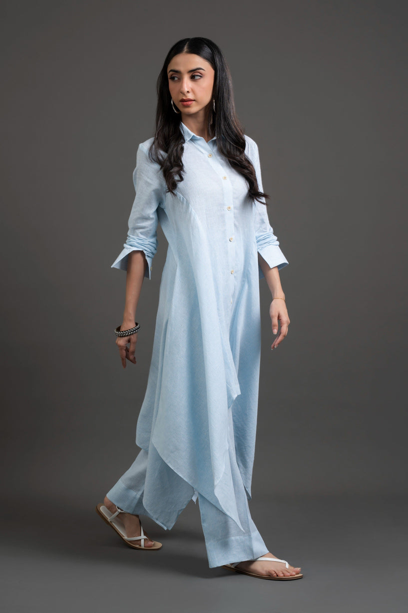 A-Line Cotton Dress with Ruffled Sleeves