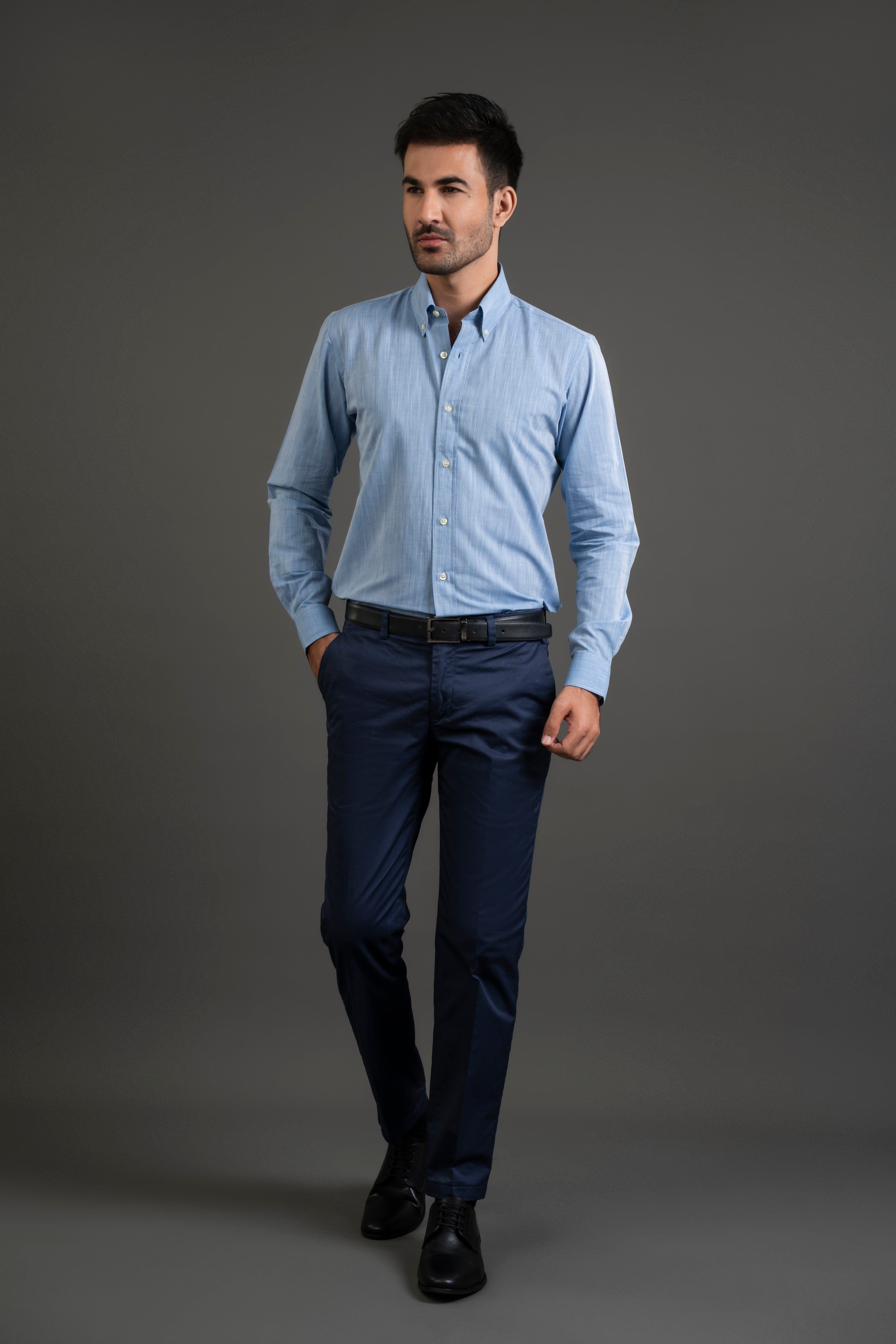 Blue  Cotton Button Down Shirt