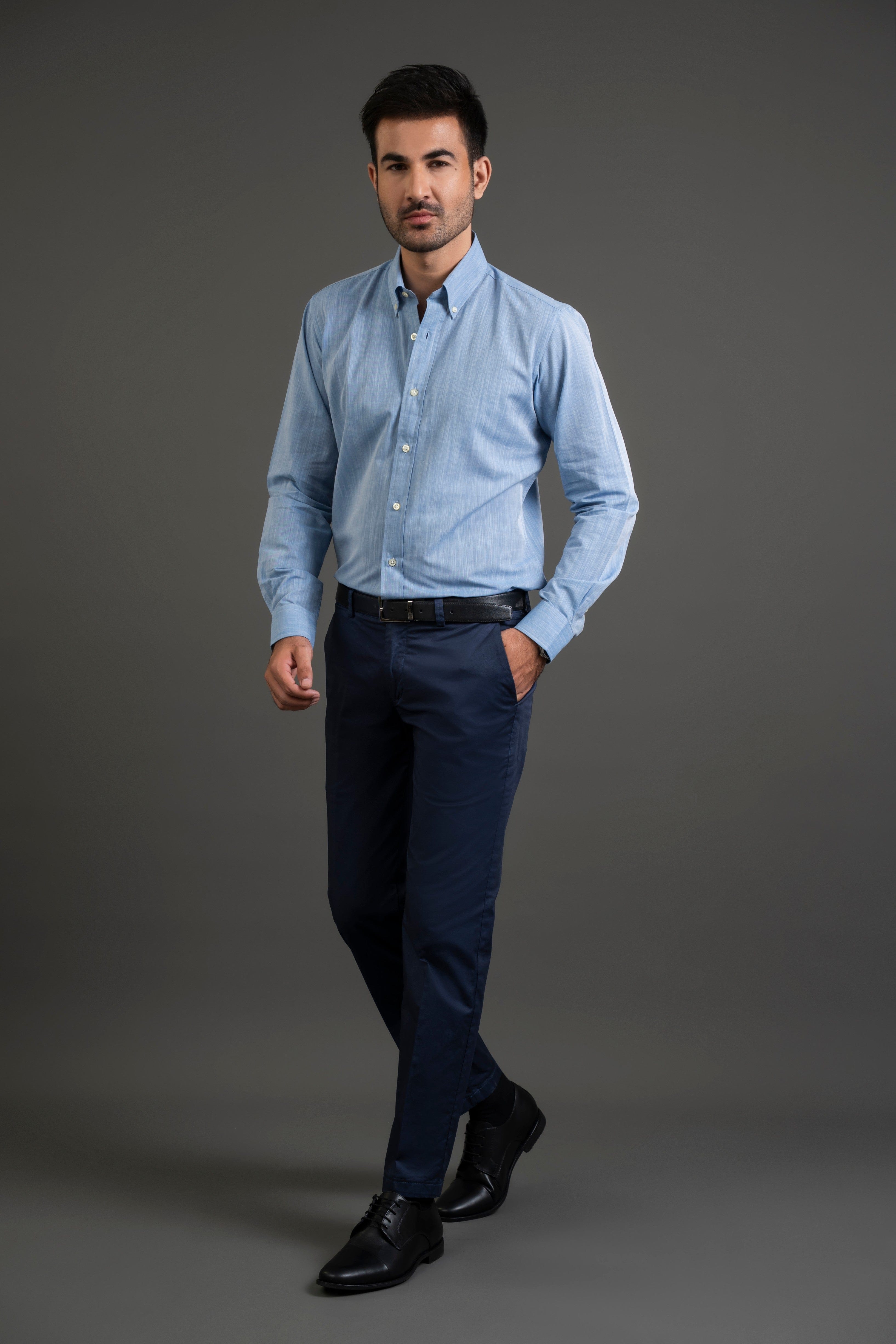 Blue  Cotton Button Down Shirt