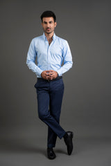Blue Cotton Button Down Shirt